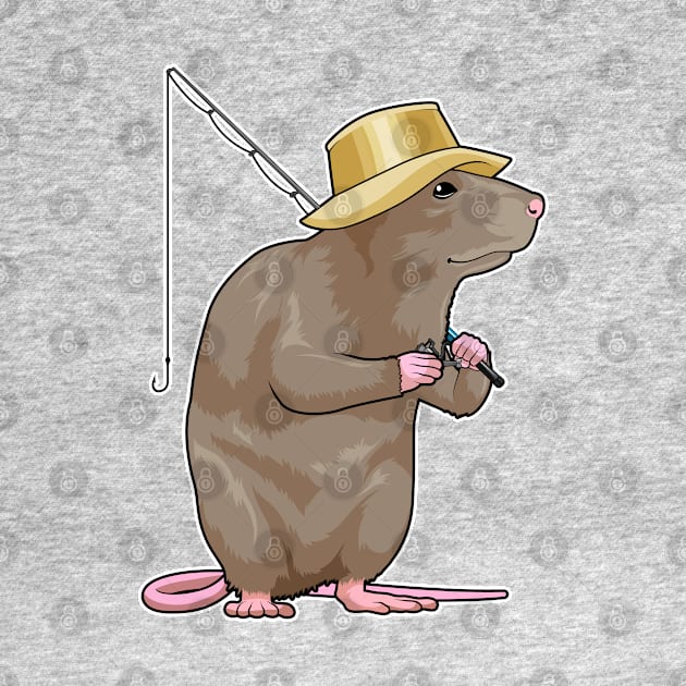 Rat at Fishing with Fishing rod by Markus Schnabel